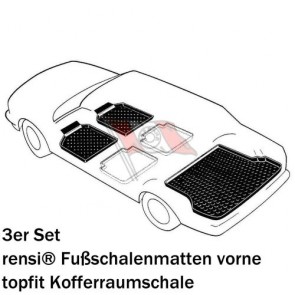 rensi Set Schalenmatten Kofferraumwanne antirutsch für VW Jetta 4 (162, 163) Bj. 02.11-18